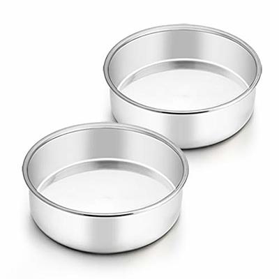 TeamFar Round Cake Pans, 8 Inch Stainless Steel Black Non-Stick