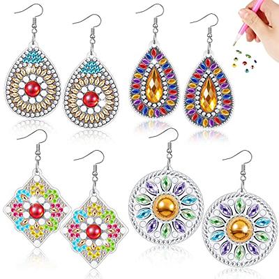 8 Pairs DIY Diamond Painting Earring Making Kit 5D Boho Hand Mosaic Diamond  Art Earring Kit Vintage Bohemian Dangle Drop Earrings with Tool for Adults