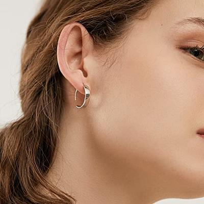 Buy PAVOI 925 Sterling Silver Huggie Half Hoop Earrings | Hypoallergenic  Minimalist Tiny Cartilage Earring, White Plated, Cubic Zirconia at Amazon.in