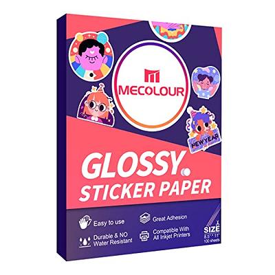 MECOLOUR Premium Printable Vinyl Sticker Paper for Cricut Glossy White 20  Sheets Waterproof, Dries Quickly Vivid Colors- Tear Resistant - for Any