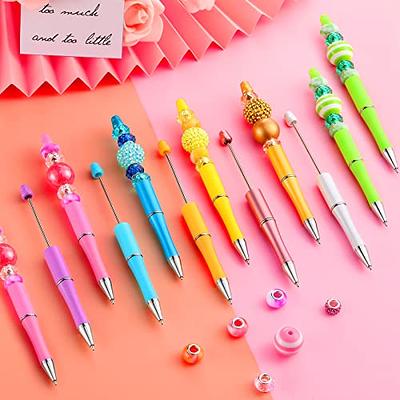 Plastic Beadable Pen Bead Ballpoint Pen Assorted Bead Pen Shaft Black Ink  Rollerball Pen with Extra Refills for Kids Students Office School Supplies,  10 Colors (10) : Office Products 