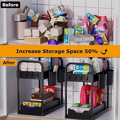 Under Sink Organizers and Storage, Metal Pull Out Cabinet Organizer with  Free Brush, 2-Tier Sliding Cabinet Kitchen Storage, Space Savers Organizers  Under Kitchen Bathroom Sink Organizer - Yahoo Shopping