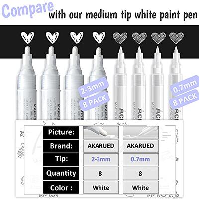 White Paint Pen, 8 Pack 0.7mm Acrylic Paint Pens with 2 White 2