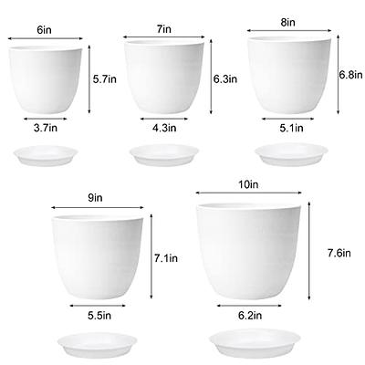 10/9/8/7/6 Inch Plant Pots, Large Plastic Planters for Indoor Plants with  Draina