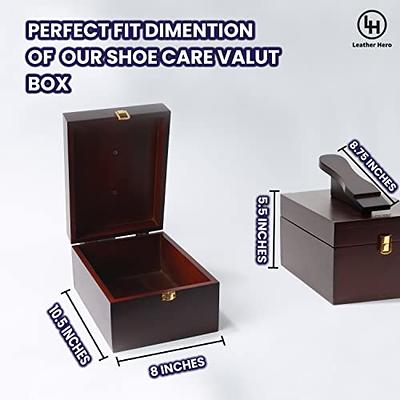 Leather Hero Wood Shoe Shine Valet Box with Foot Rest, Shoe Care Kit Storage Box, Multi-functional Valet for All Your Shoe Care Supplies – Shine Box