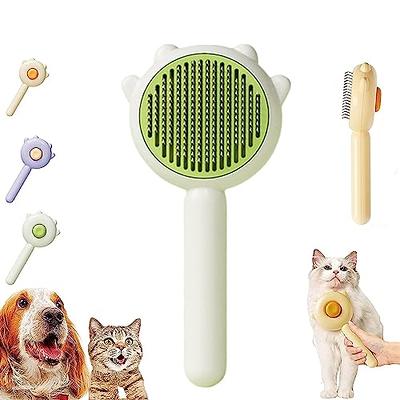 Magic Pet Comb, Pet Hair Cleaner Brush, Cat Grooming Brush with Release  Button, Cat Brush for Shedding Long or Short Hair Cats Dogs Pet Massage  Brushes, Self Cleaning Slicker Comb (Green) 