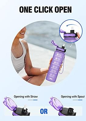 MEITAGIE Water Bottle 32oz with Straw, Motivational Water Bottle with Time Marker & Buckle Strap,Leak-Proof Tritan BPA-Free, Ensure You Drink Enough