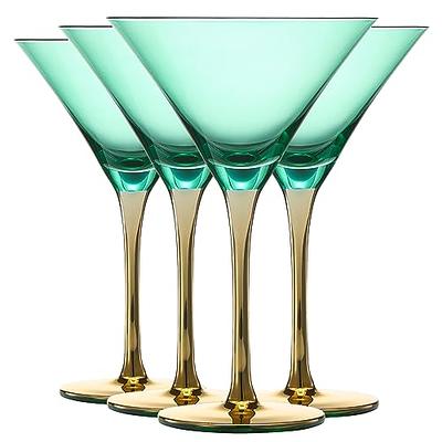  Art Deco Colored Wine Glasses, Gold, Set of 2