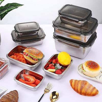 Stainless Steel Food Storage Container Rectangle Fridge Organizer Leakproof  Metal Meal Prep Containers for Picnic, Camping, Work, Travel