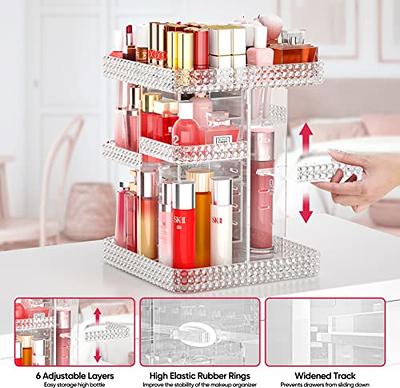 Makeup and Jewelry Organizer 360 Rotating Brush Holder With Lid Cosmetic  Acrylic Make up Box Display With 7 Layers Large Capacity 