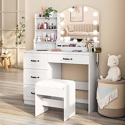 39.4'' Wide Makeup Vanity Set with Stool and Mirror - On Sale