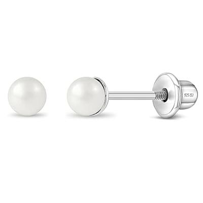 925 Sterling Silver 3mm Classic Simulated Pearl Girl's Earrings with Safety  Screw Backs, Screwback Small Simulated Pearl Earrings for Infants, Babies,  Toddlers - Great Gift for Birthday & Baptism - Yahoo Shopping