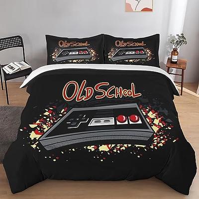 Comforter Set Queen Size, Gamer Cool Vintage Kids Soft Bedding Set for Kids  and Adults, Retro Game Gamepad Comforter Set with 2 Pillowcases for