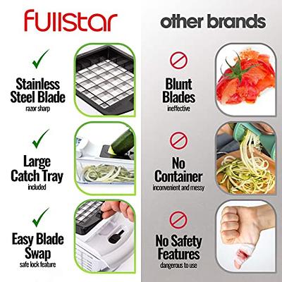  Fullstar Vegetable Chopper - Spiralizer Vegetable Slicer -  Onion Chopper with Container - Pro Food Chopper - Slicer Dicer Cutter - (4  in 1, White) : Home & Kitchen