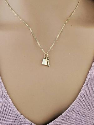 Vintage Fancy Necklace 14K Rose Gold Key Pendant Fine Jewelry For