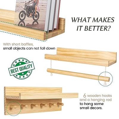  Boswillon Dual-Guard Nursery Book Shelves Set of 4, Floating  Shelves for Nursery Room Wall Decor, Wall Mount Kids Bookshelf for Baby Bedroom  Storage, Toddler Toy Hanging Wall Organizer - Natural Wood 