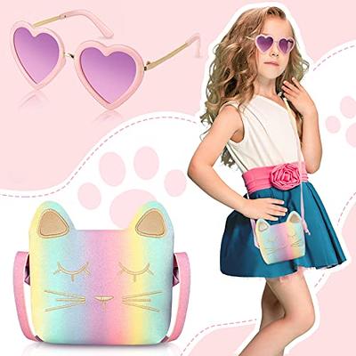 Little Girls Love Heart Shape Crossbody Purses for Kids - Toddler Mini Cute  Princess Handbags Shoulder Bag-Purple