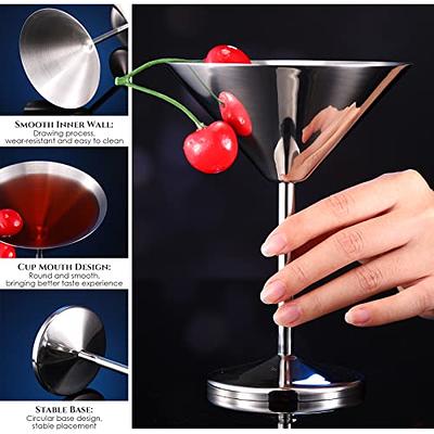 Stainless Steel Martini Glasses 4, 8 Oz Metal Cocktail Glasses 