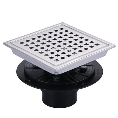 Interbath 6 in. x 6 in. Stainless Steel Square Shower Floor Drain with Square Pattern Drain Cover in Brushed Nickel