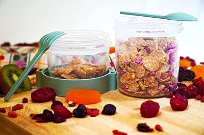 Portable Salad Cups With Lids And Fork Breakfast Oatmeal Cereal