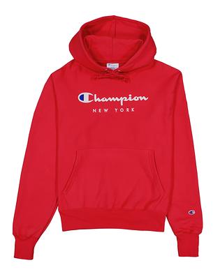 Champion Reverse Weave Hoodie, Script Over New Logo Team Red Scarlet M Unisex - Yahoo Shopping