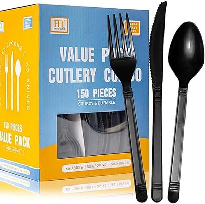 Exquisite 150 Pack Ivory Plastic Utensils Heavy Duty Cutlery Set 50 Plastic  Forks 50 Plastic Spoons 50 Plastic Knives Perfect Plastic Silverware Party