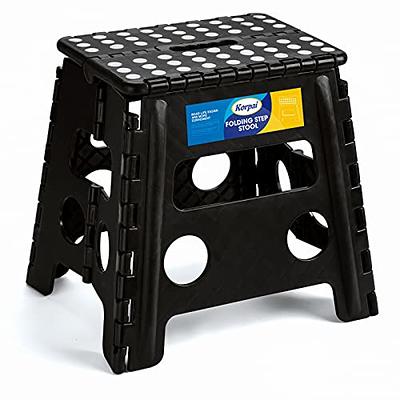 Casafield 9 Folding Step Stool with Handle - Portable Collapsible Small  Plastic Foot Stool for Kids and Adults - Use in the Kitchen, Bathroom and  Bedroom 
