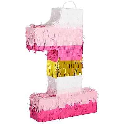 Number 1 Pinata, Pink and Gold for Girls 1st Birthday Party Decorations,  Small, 16.5x11x3 in - Yahoo Shopping