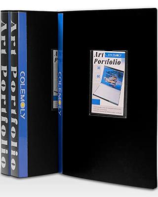 Folder with Plastic Sleeves 2 Packs 11x14 Black Portfolio Folder for Artwork Display Book 30 Pockets 60 Page Capacity