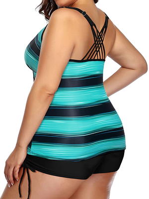 Chama Womens Plus Size Swimsuits Swimdress Tummy Control Swimwears