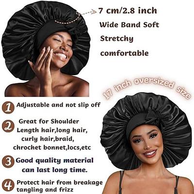 2PCS Large Satin Bonnet Silk Bonnet for Curly Hair Big Sleep Cap Jumbo  Bonnet for Women