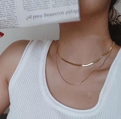  Jewlpire Solid 14K Over Gold Layered Necklaces for Women,  Dainty Gold Snake Herringbone Layered Necklaces for Women Trendy Jewelry  Gifts for Women Girls Her: Clothing, Shoes & Jewelry