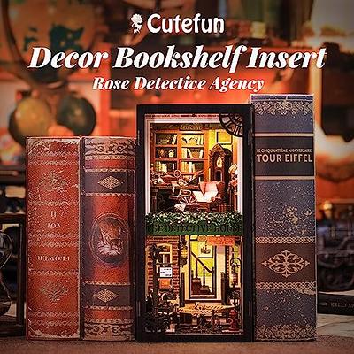 DIY Book Nook Kit, 3D Wooden Puzzle Bookend For Bookshelf Decor, Light Up  Tiny Miniature Dollhouse Model Kits For Adults, Glue And Two AAA Batteries A