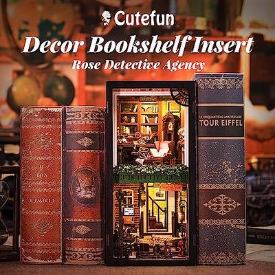 Cutefun Eternal Bookstore，DIY Book Nook Kits for Adults - Wooden Dollhouse-  3D Puzzle with LED Lights - Miniature House Kit for Collectors and