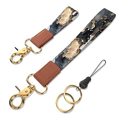 Pack of 2 Wrist and Neck Lanyards for ID Badges, EcoVision Wristlet  Keychain Holder Car Key Lanyard for Women and Men