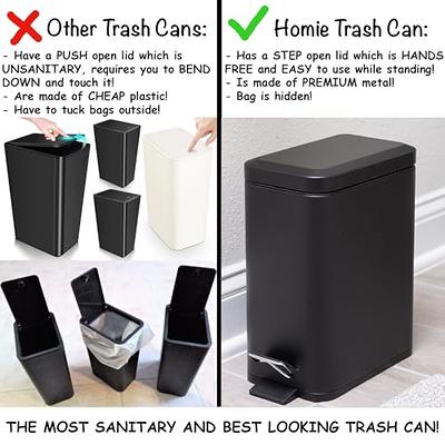 Homie Soft close, Rectangular Trash can 5L with Anti - Bag Slip Liner and  Lid, Use as Mini garbage Basket, Slim Dust Bin