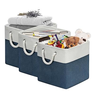 Bidtakay Basket Storage Bins with Handles Fabric Large Storage Baskets for  Organizing Set of 3 Collapsible Rectangular Basket for Shelves Closet