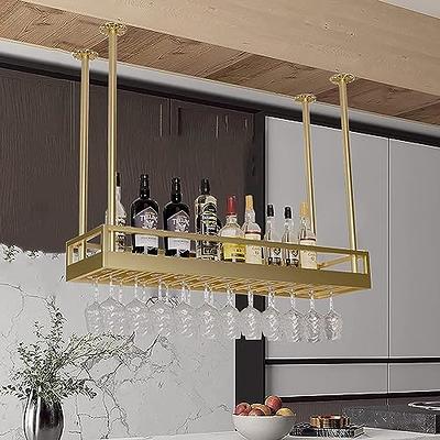 KEPMOGOH Wine Rack Wall Mounted with Glass Holder, Adjustable