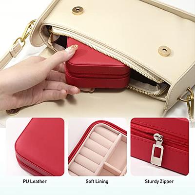 CASEGRACE Travel Jewelry Case, Small Jewelry Box Portable Jewelry Travel  Organizer Display Storage Case for Rings Earring Necklace Bracelet, Gift  for