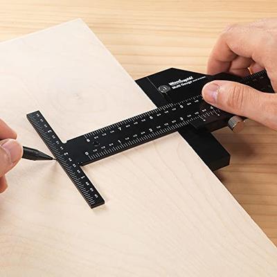 HARFINGTON 2 in 1 Stainless Steel Ruler with Scriber Block 20cm/8