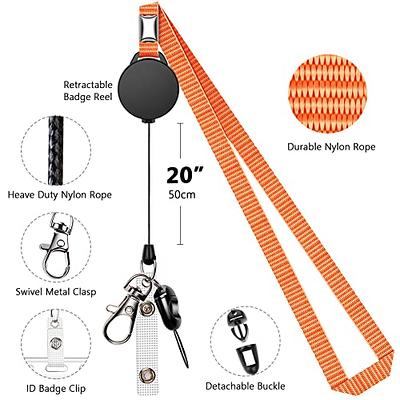 6 Pack Retractable Badge Lanyards and ID Badge Holder, Strap