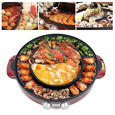 BENTISM 2 in 1 Electric BBQ Pan Grill Hot Pot Portable Smokeless