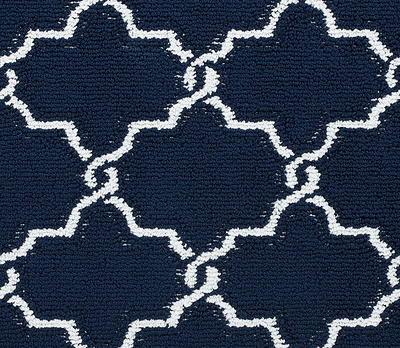 Jean Pierre Washable Non-Slip Accent Rug, Geometric, Navy and White, 26 x 45