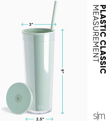 Simple Modern Double Wall Plastic Classic Tumbler with Lid and Straw | 24 fl oz , Electric Lavender