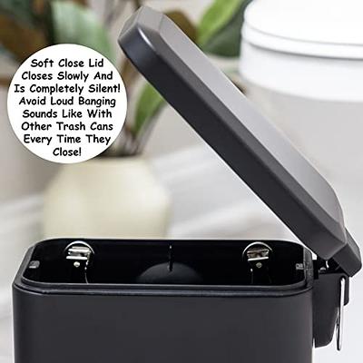 Homie Soft close, Rectangular Trash can 5L with Anti - Bag Slip Liner and  Lid, Use as Mini garbage Basket, Slim Dust Bin