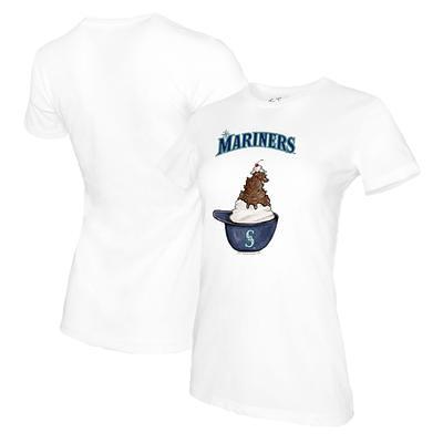 Women's Tiny Turnip Navy Seattle Mariners Baseball Flag T-Shirt