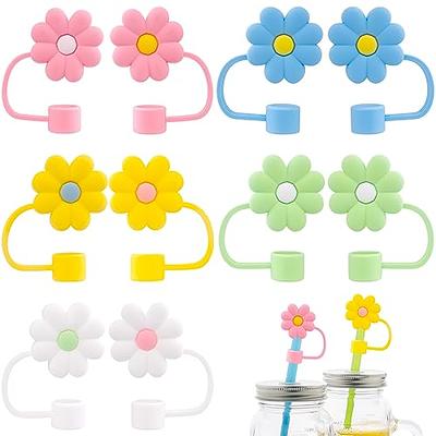 5pcs Anti Dust Straw Cover Cap Daisy Cute Silicone Straw Topper For Stanley  30&40 Oz Tumbler 10mm Drinking Straw