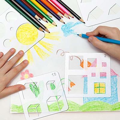 16 Pieces Kids Drawing Stencils Basic Shape Stencils Plastic