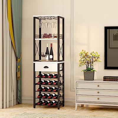 YITAHOME Farmhouse Bar Cabinet for Liquor and Glasses, Dining Room Kitchen Cabinet with Wine Rack, Upper Glass Cabinet, Open Storage Shelves for