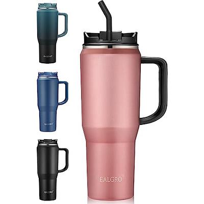 EALGRO 40 oz Tumbler with Handle, Large Insulated Tumblers with Straw and  Lid, Stainless Steel Vacuum Travel Coffee Mug Cup, Black